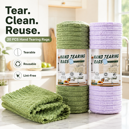 Halemir 20-Pack Tear-Off Reusable Cleaning Cloths – Super Absorbent, Lint-Free & Streak-Free for Kitchen, Glass, Car & More ✨
