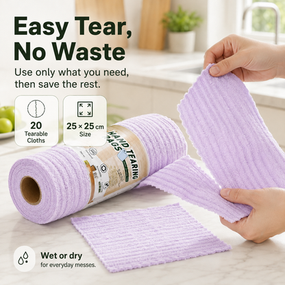Halemir 20-Pack Tear-Off Reusable Cleaning Cloths – Super Absorbent, Lint-Free & Streak-Free for Kitchen, Glass, Car & More ✨