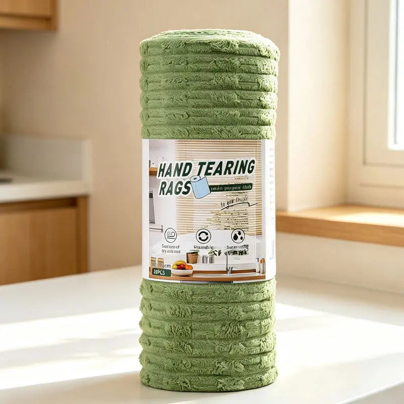 Halemir 20-Pack Tear-Off Reusable Cleaning Cloths – Super Absorbent, Lint-Free & Streak-Free for Kitchen, Glass, Car & More ✨