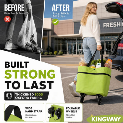 Halemir 2-in-1 Foldable Shopping Trolley Bag with Wheels
