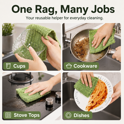Halemir 20-Pack Tear-Off Reusable Cleaning Cloths – Super Absorbent, Lint-Free & Streak-Free for Kitchen, Glass, Car & More ✨