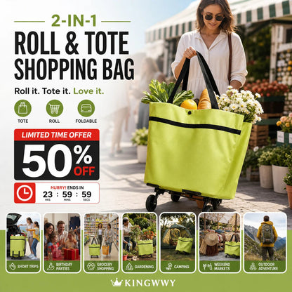 Halemir 2-in-1 Foldable Shopping Trolley Bag with Wheels