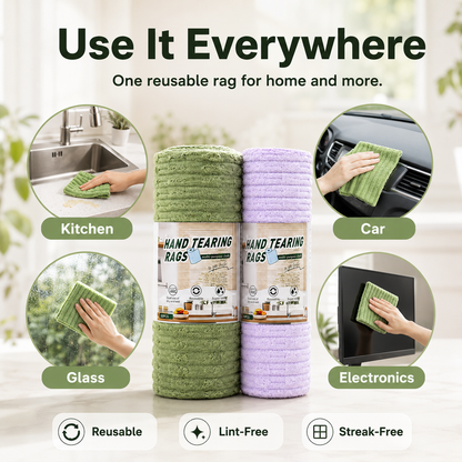 Halemir 20-Pack Tear-Off Reusable Cleaning Cloths – Super Absorbent, Lint-Free & Streak-Free for Kitchen, Glass, Car & More ✨