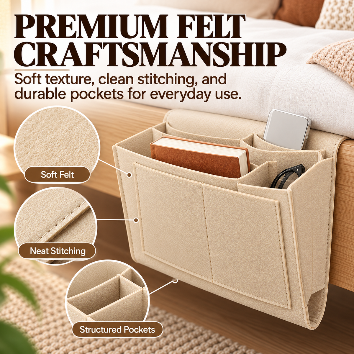 Halemir Bedside Hanging Organizer – Keep Essentials Within Reach