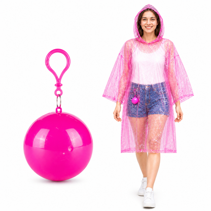 Halemir Portable Rain Poncho Ball – Waterproof Hooded Raincoat with Clip-On Case