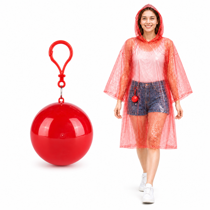 Halemir Portable Rain Poncho Ball – Waterproof Hooded Raincoat with Clip-On Case