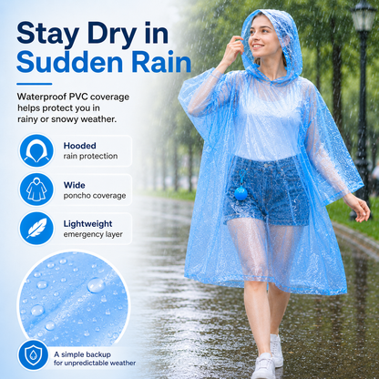 Halemir Portable Rain Poncho Ball – Waterproof Hooded Raincoat with Clip-On Case