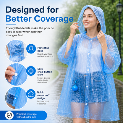 Halemir Portable Rain Poncho Ball – Waterproof Hooded Raincoat with Clip-On Case