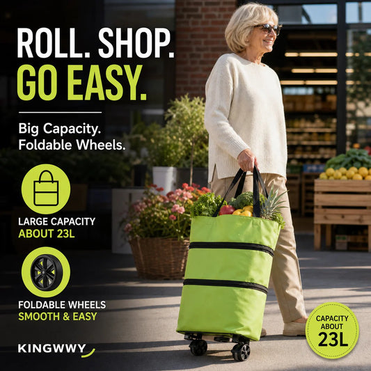 Halemir 2-in-1 Foldable Shopping Trolley Bag with Wheels