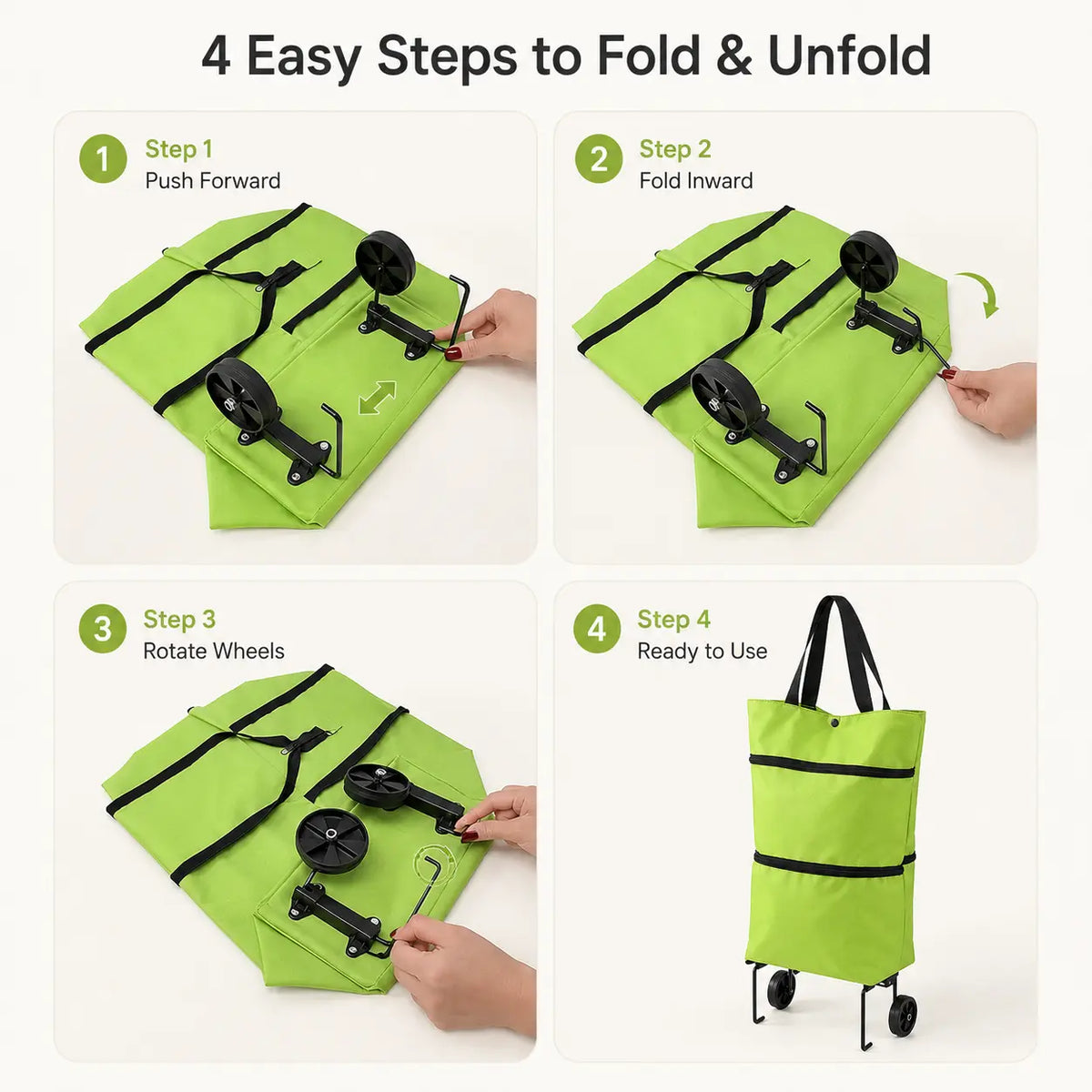 Halemir 2-in-1 Foldable Shopping Trolley Bag with Wheels