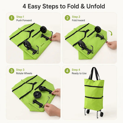 Halemir 2-in-1 Foldable Shopping Trolley Bag with Wheels