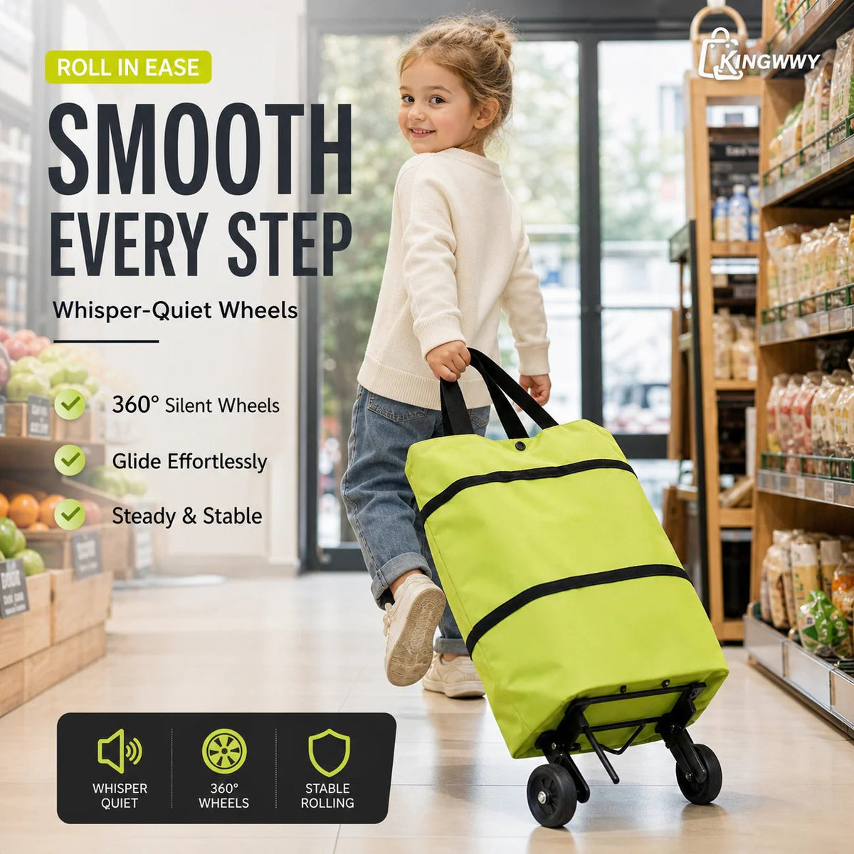 Halemir 2-in-1 Foldable Shopping Trolley Bag with Wheels
