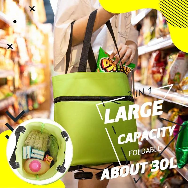 Halemir 2-in-1 Foldable Shopping Trolley Bag with Wheels