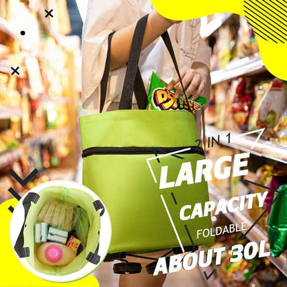 Halemir 2-in-1 Foldable Shopping Trolley Bag with Wheels